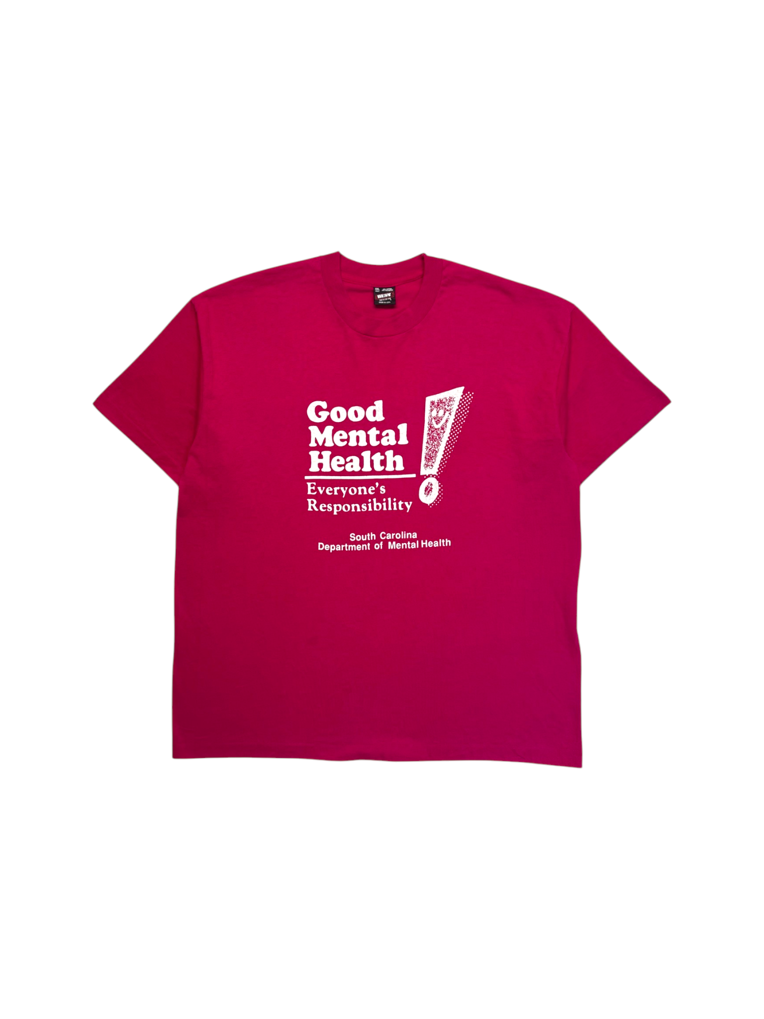 1988 Fruit Of The Loom Campaign Shirt "Good Mental Health" Single Stitch Made In USA Pink