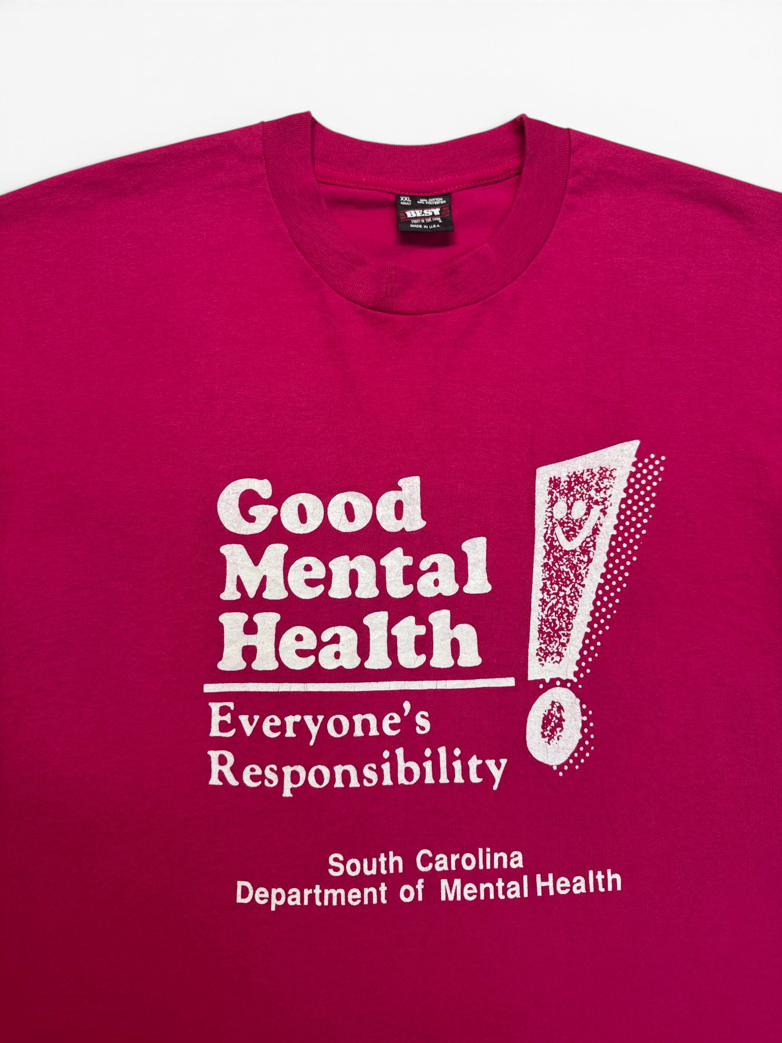 1988 Fruit Of The Loom Campaign Shirt "Good Mental Health" Single Stitch Made In USA Pink
