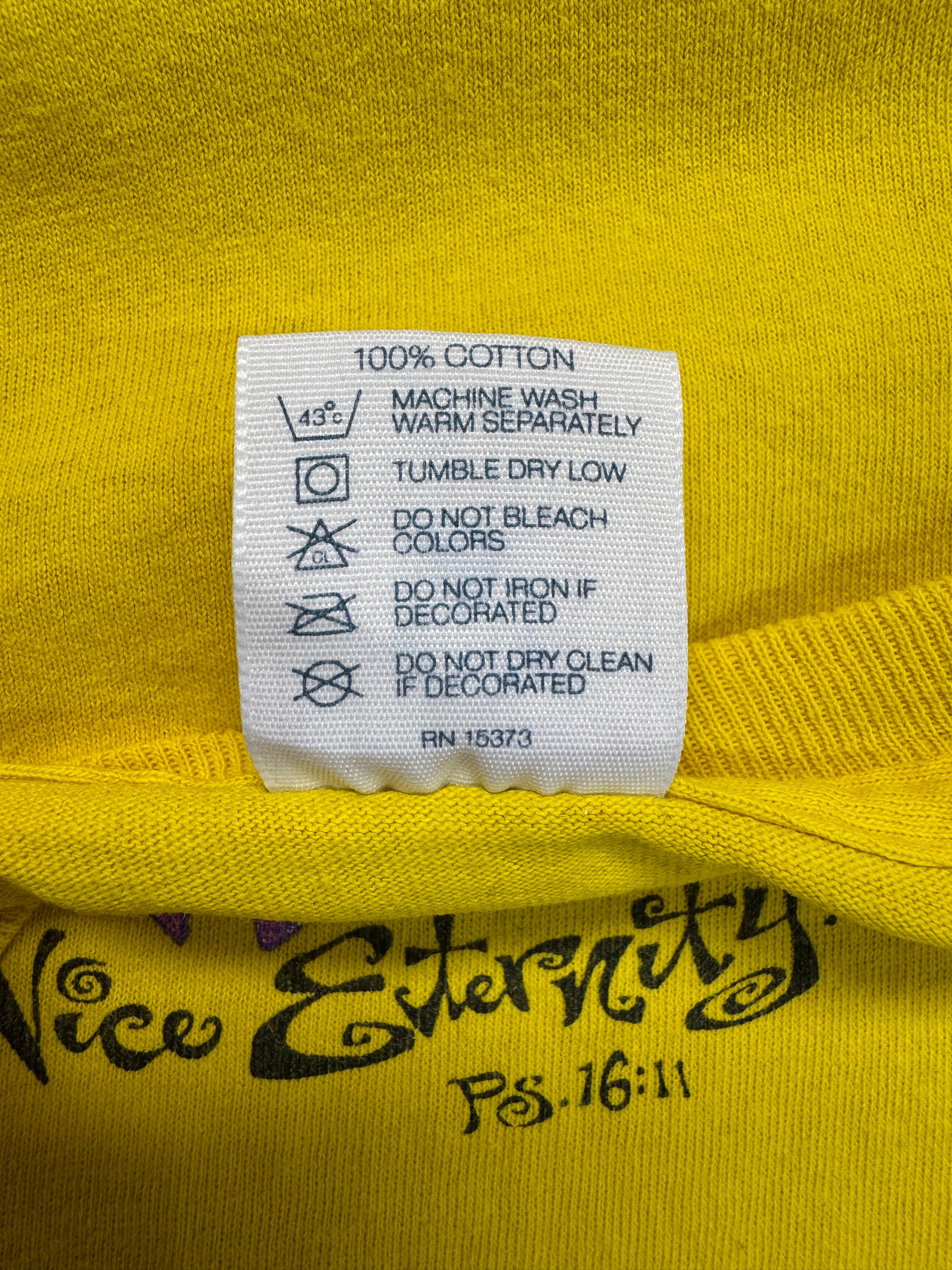 90s Delta Shirt PS.16:11 "Have a nice Eternity..." Single Stitch Made In USA Gelb