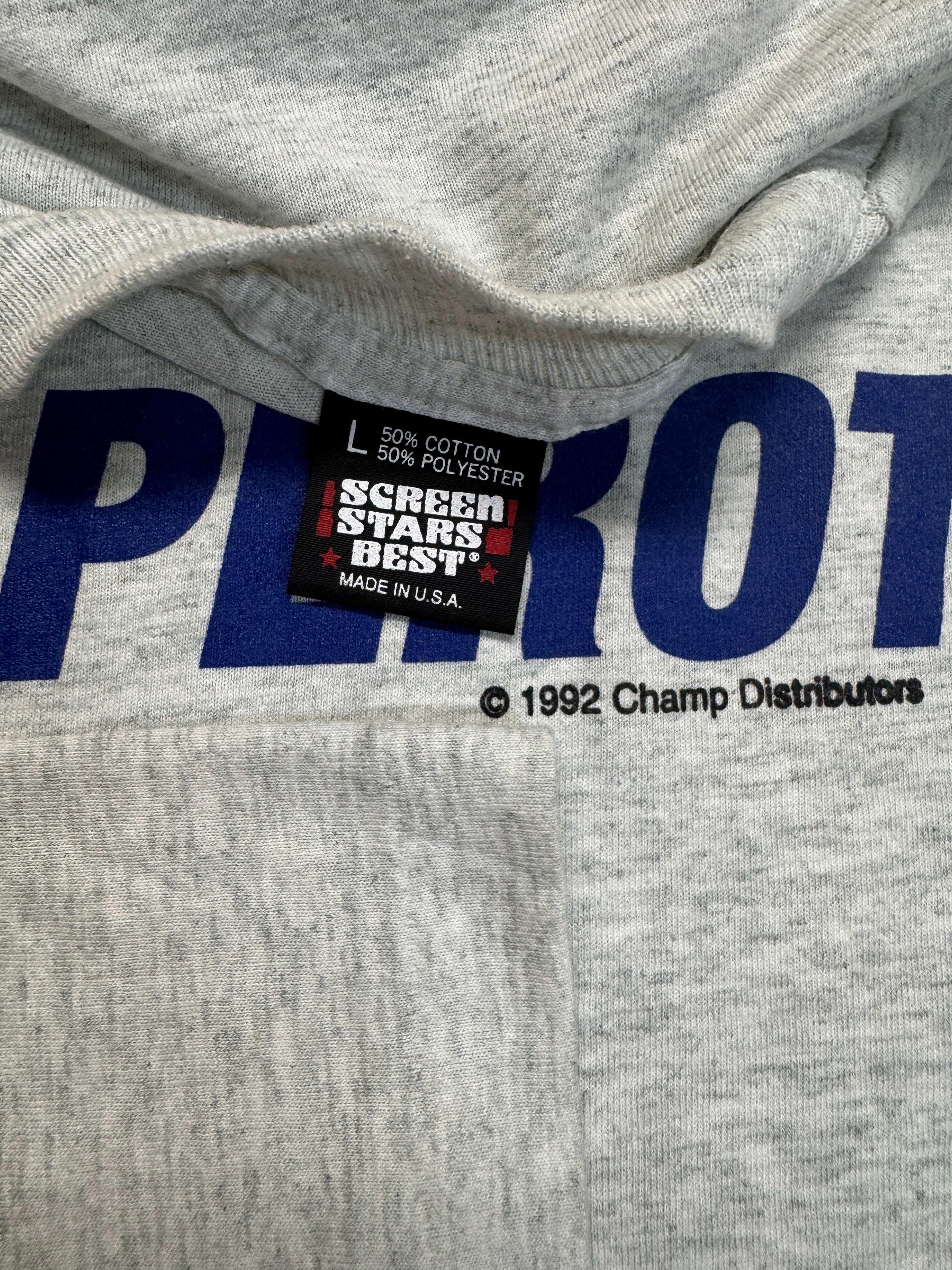 1992 Screen Stars Campaign Shirt Ross Perot For President Single Stitch Made In USA Grau