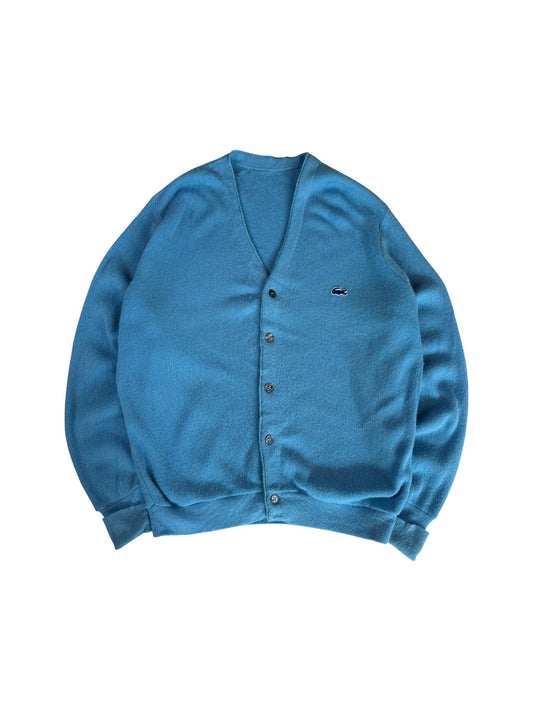 70s Lacoste By Izod Cardigan Union Made In USA Hellblau M-L