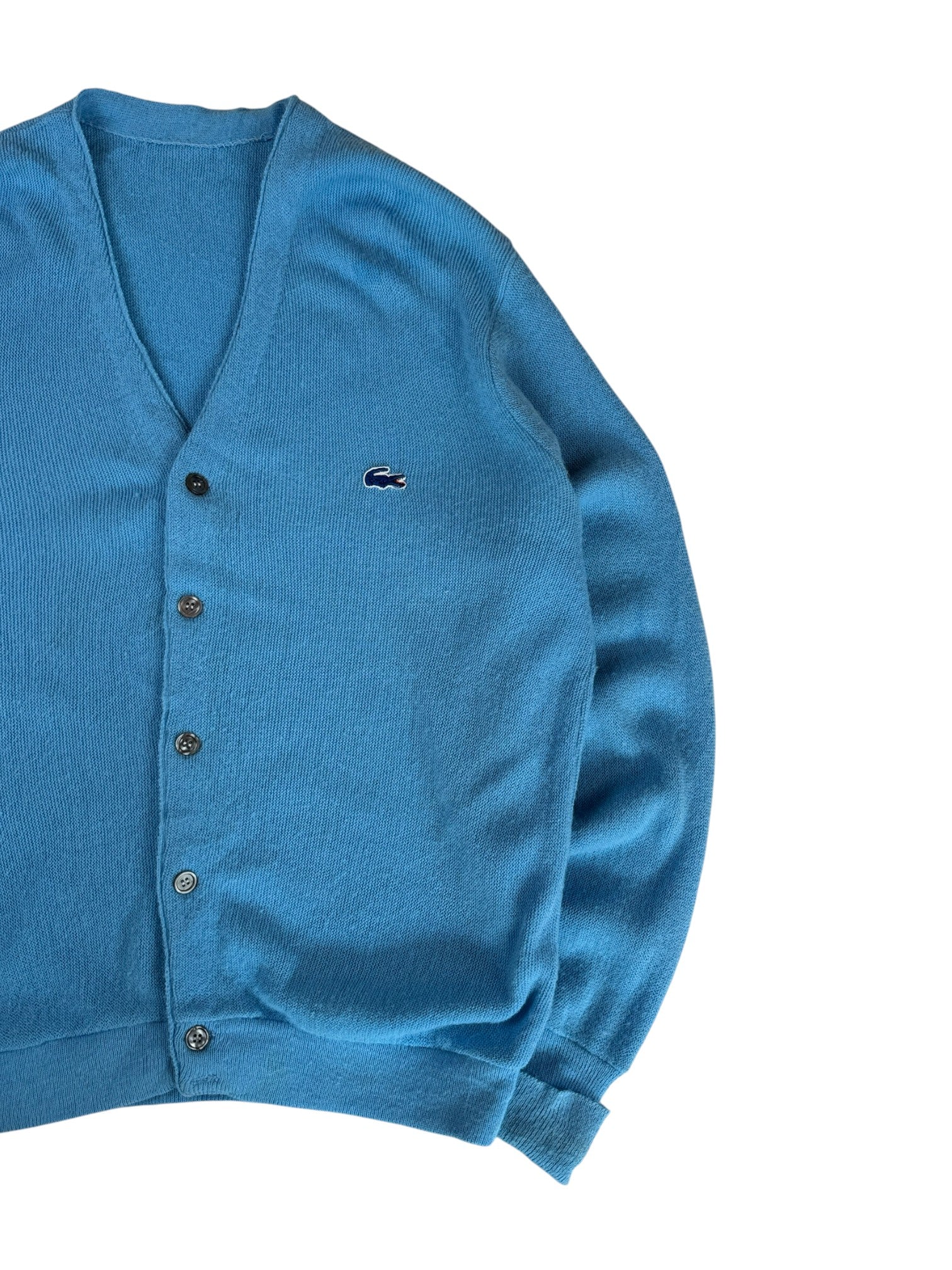 70s Lacoste By Izod Cardigan Union Made In USA Hellblau M-L