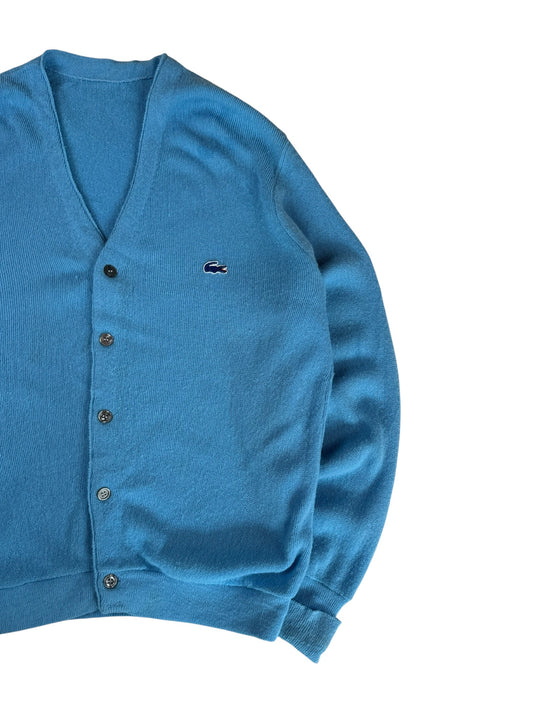 70s Lacoste By Izod Cardigan Union Made In USA Hellblau M-L
