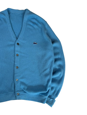 70s Lacoste By Izod Cardigan Union Made In USA Hellblau M-L