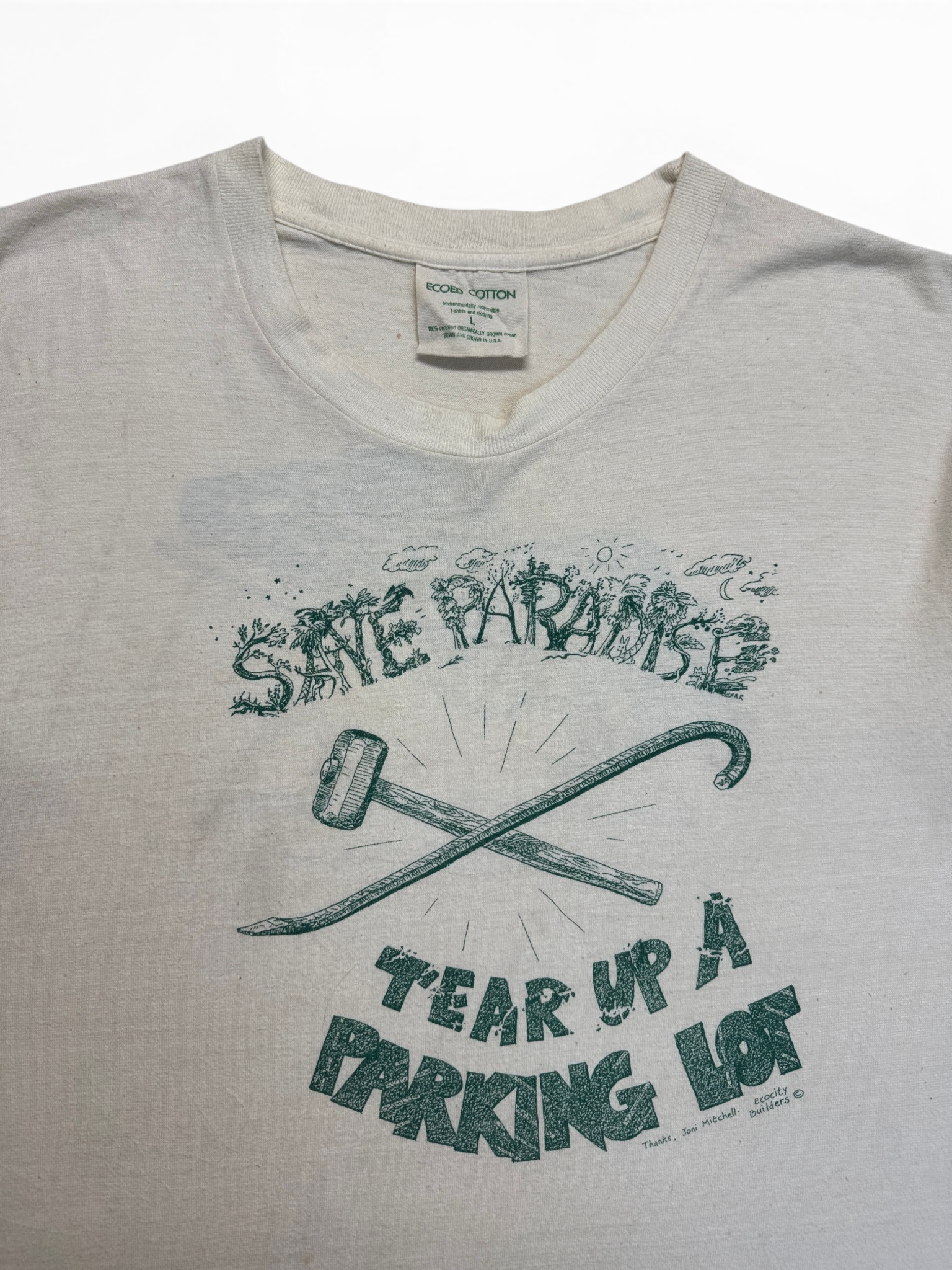 90s Alliance For A Paving Moratorium Campaign T-Shirt "Save Paradise ..." Single Stitch Weiß