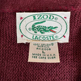80s Lacoste By Izod Cardigan Made In USA Dunkelrot XL-XXL