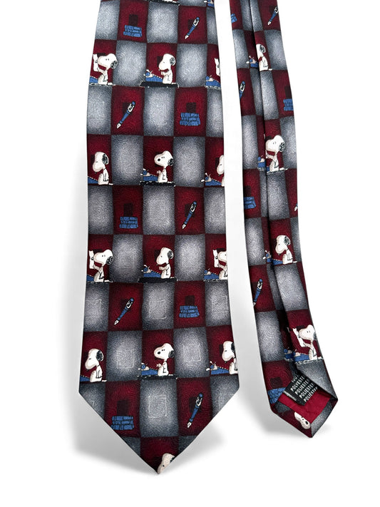 90s Peanuts Krawatte Snoopy Rot Grau