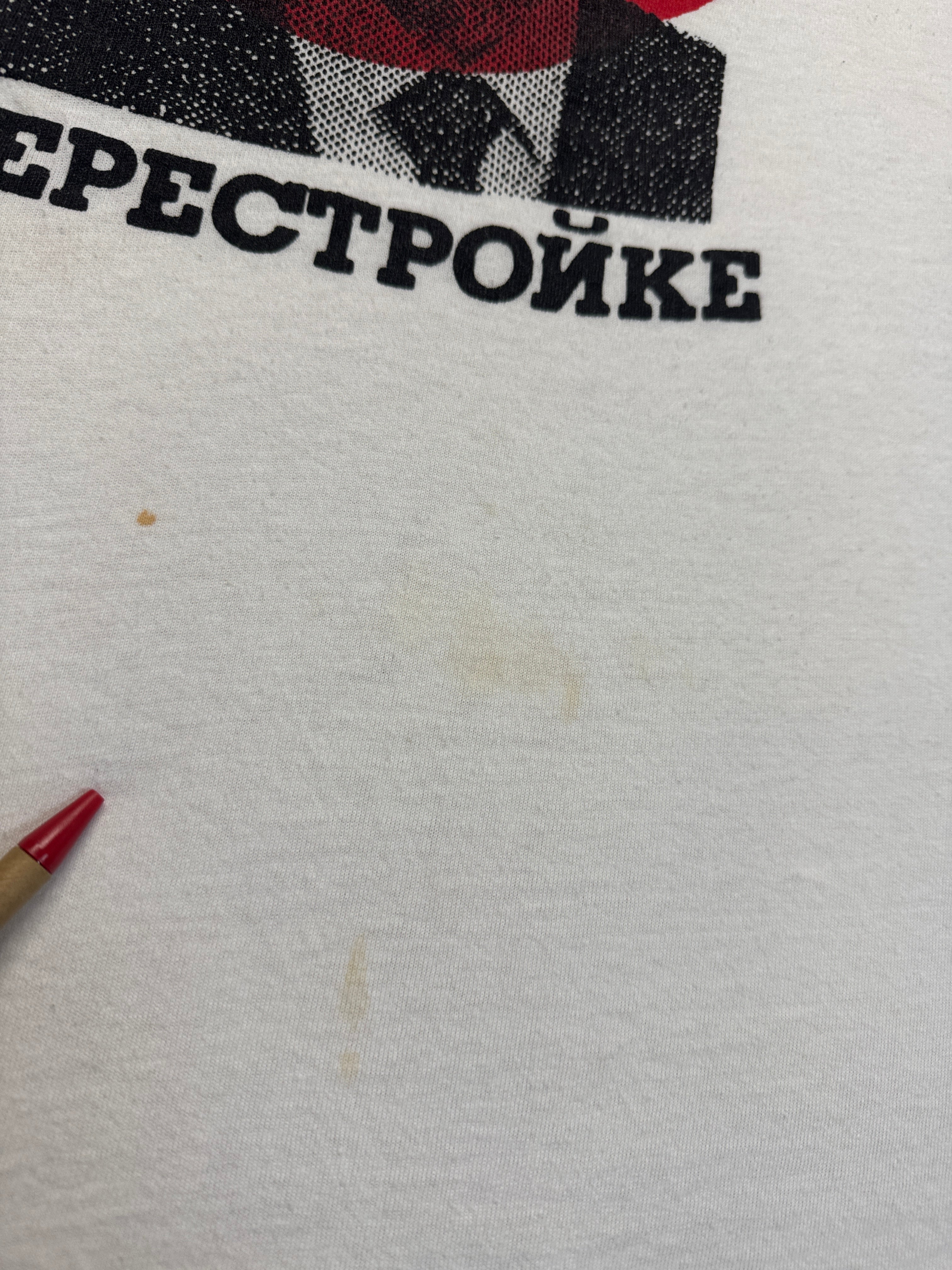 80s Gorbachev Perestroika Shirt Single Stitch Weiß