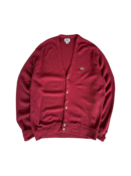 1991 Lacoste By Izod Cardigan Made In USA Dunkelrot M