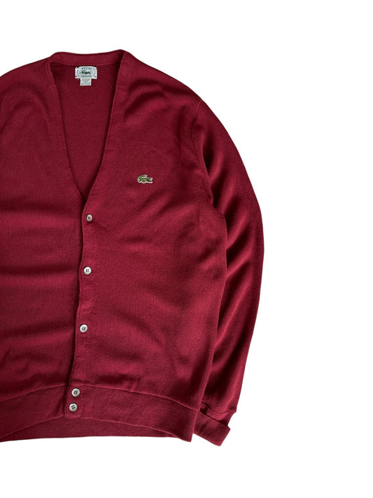 1991 Lacoste By Izod Cardigan Made In USA Dunkelrot M