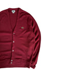 1991 Lacoste By Izod Cardigan Made In USA Dunkelrot M