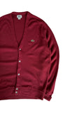 1991 Lacoste By Izod Cardigan Made In USA Dunkelrot M