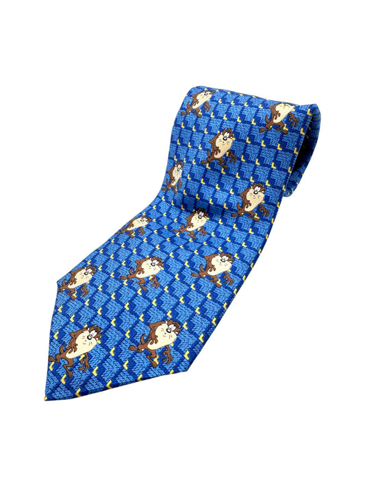 1998 Warner Bros. Krawatte Looney Tunes Taz Seide Made In Italy Blau