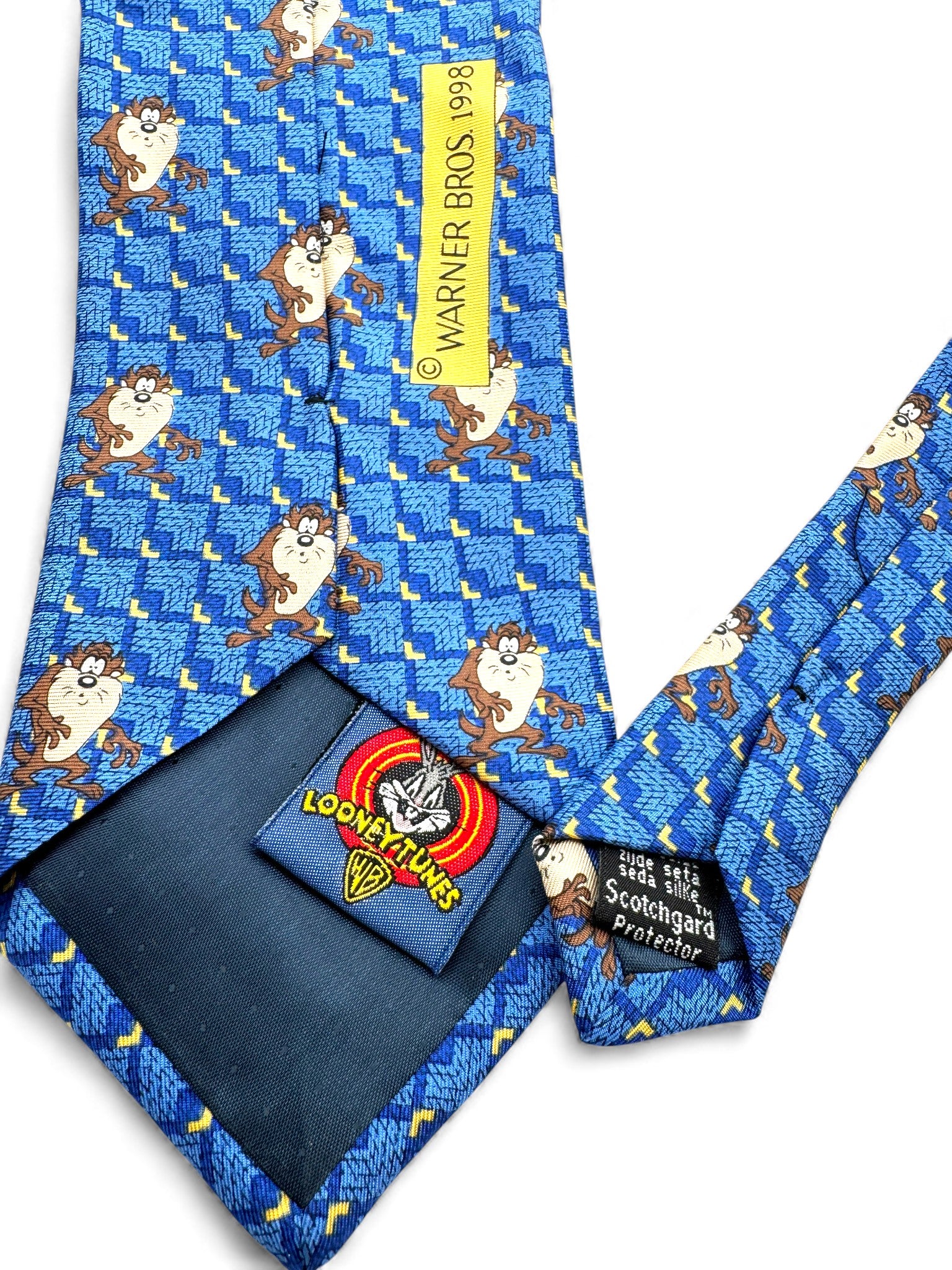 1998 Warner Bros. Krawatte Looney Tunes Taz Seide Made In Italy Blau
