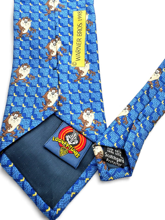 1998 Warner Bros. Krawatte Looney Tunes Taz Seide Made In Italy Blau
