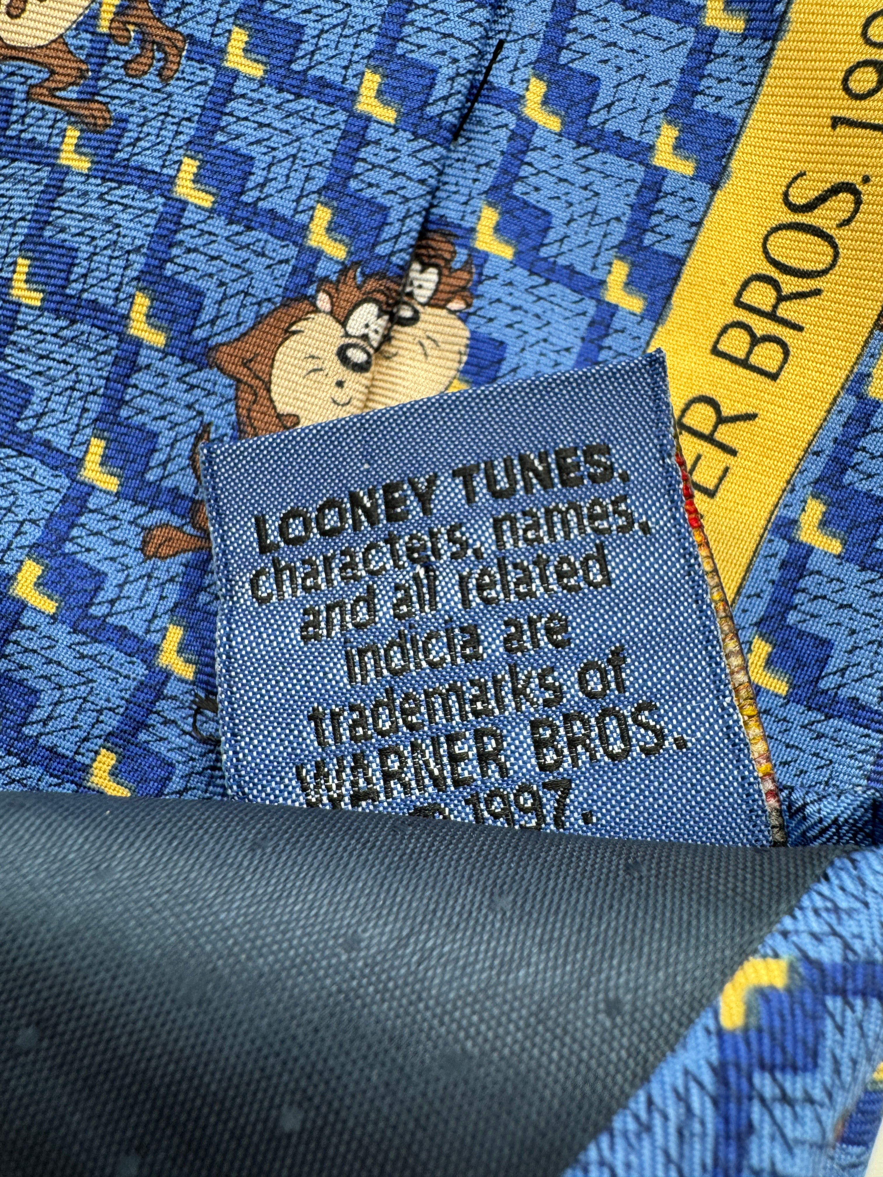 1998 Warner Bros. Krawatte Looney Tunes Taz Seide Made In Italy Blau