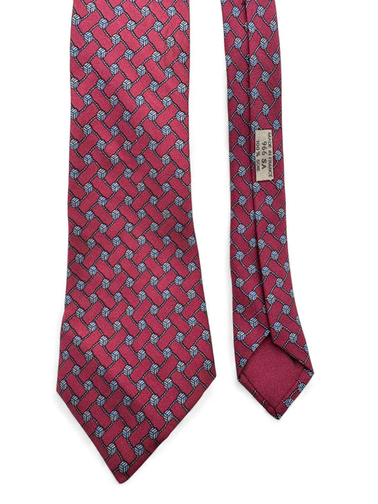 90s Hermes Krawatte Seide Made In France Rot