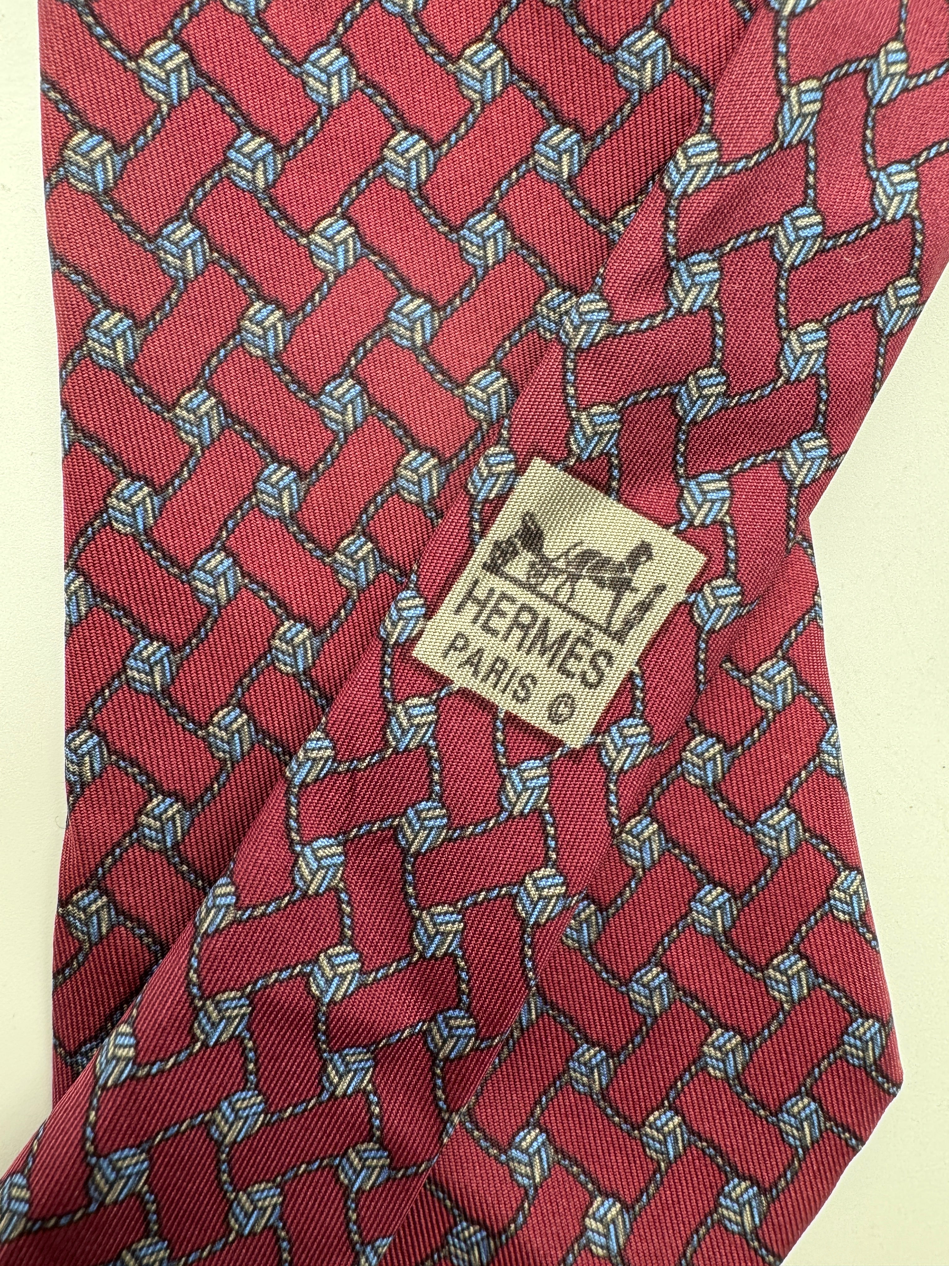 90s Hermes Krawatte Seide Made In France Rot