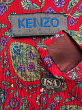 90s Kenzo Krawatte Floral Pattern Seide Rot