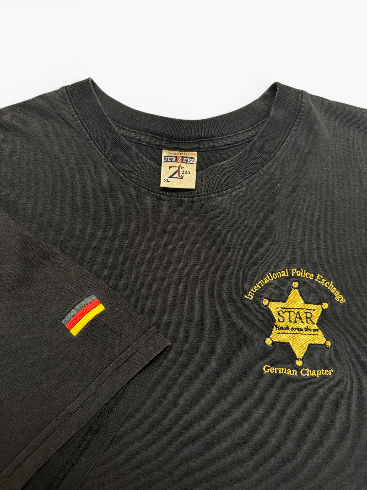 00s Jerzees Shirt International Police Exchange German Chapter Schwarz