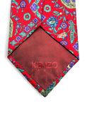 90s Kenzo Krawatte Floral Pattern Seide Rot