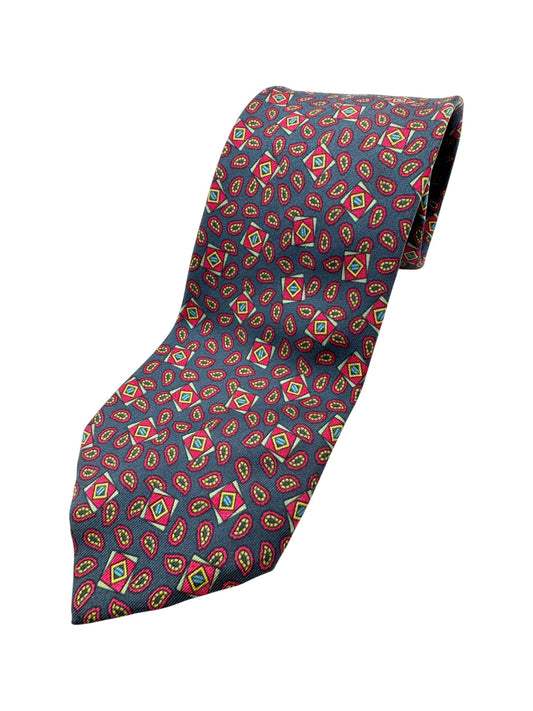 Chanel Krawatte Paisley Seide Made In Italy Blau Rot