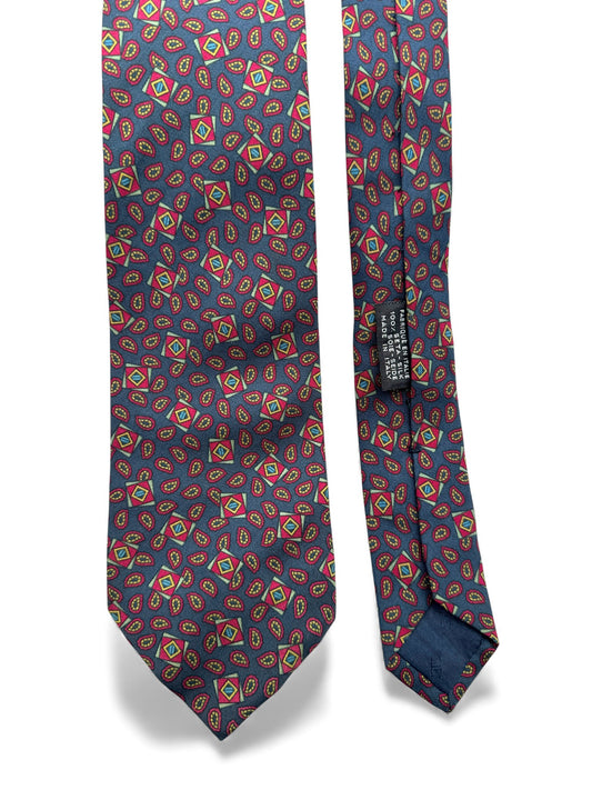 Chanel Krawatte Paisley Seide Made In Italy Blau Rot