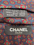 Chanel Krawatte Paisley Seide Made In Italy Blau Rot