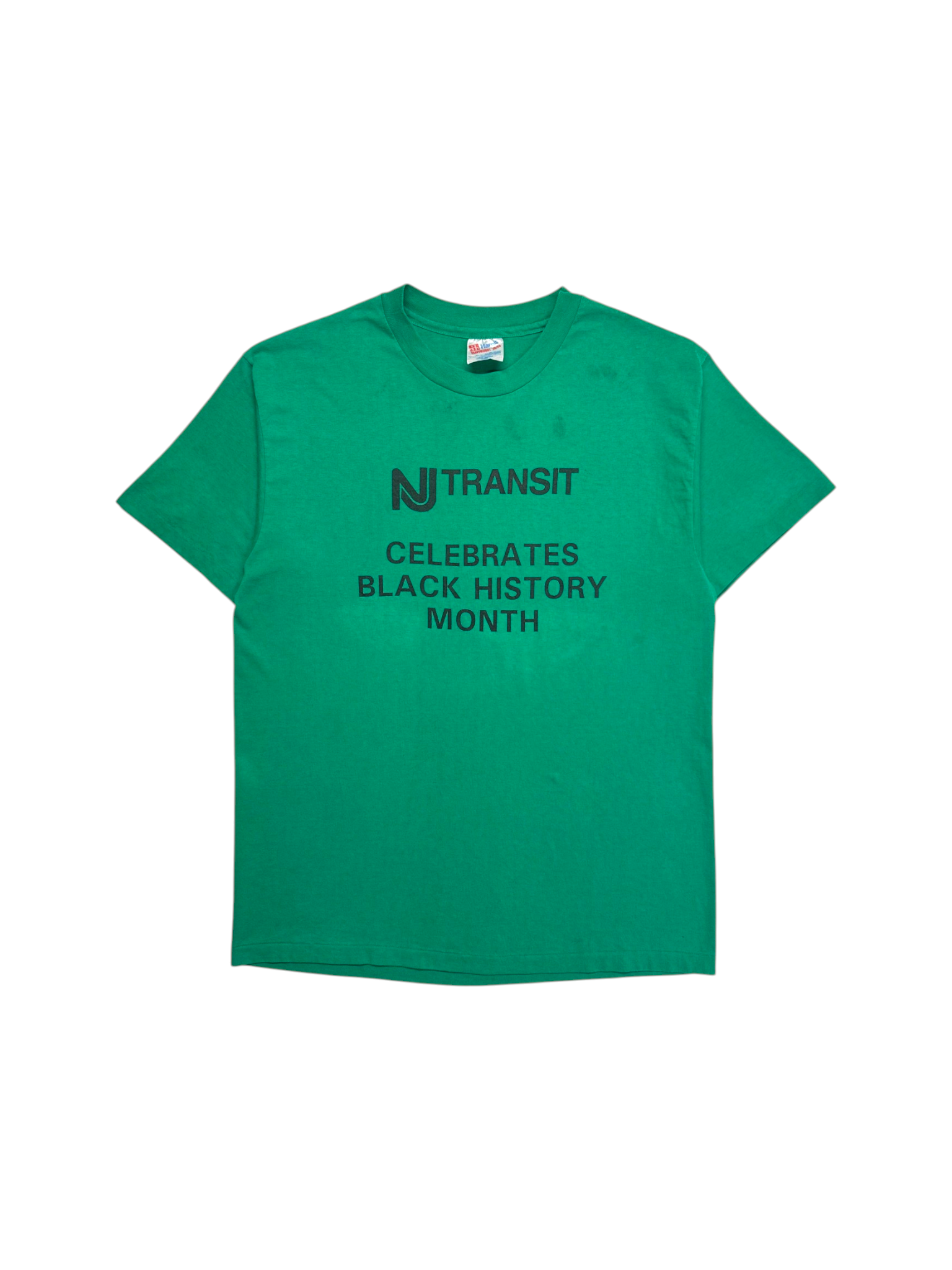 90s Hanes Shirt "NJ Transit Celebrates Black History Month" Made In USA Single Stitch Grün