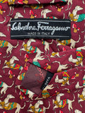 90s Salvatore Ferragamo Krawatte Windhund Seide Made In Italy Rot