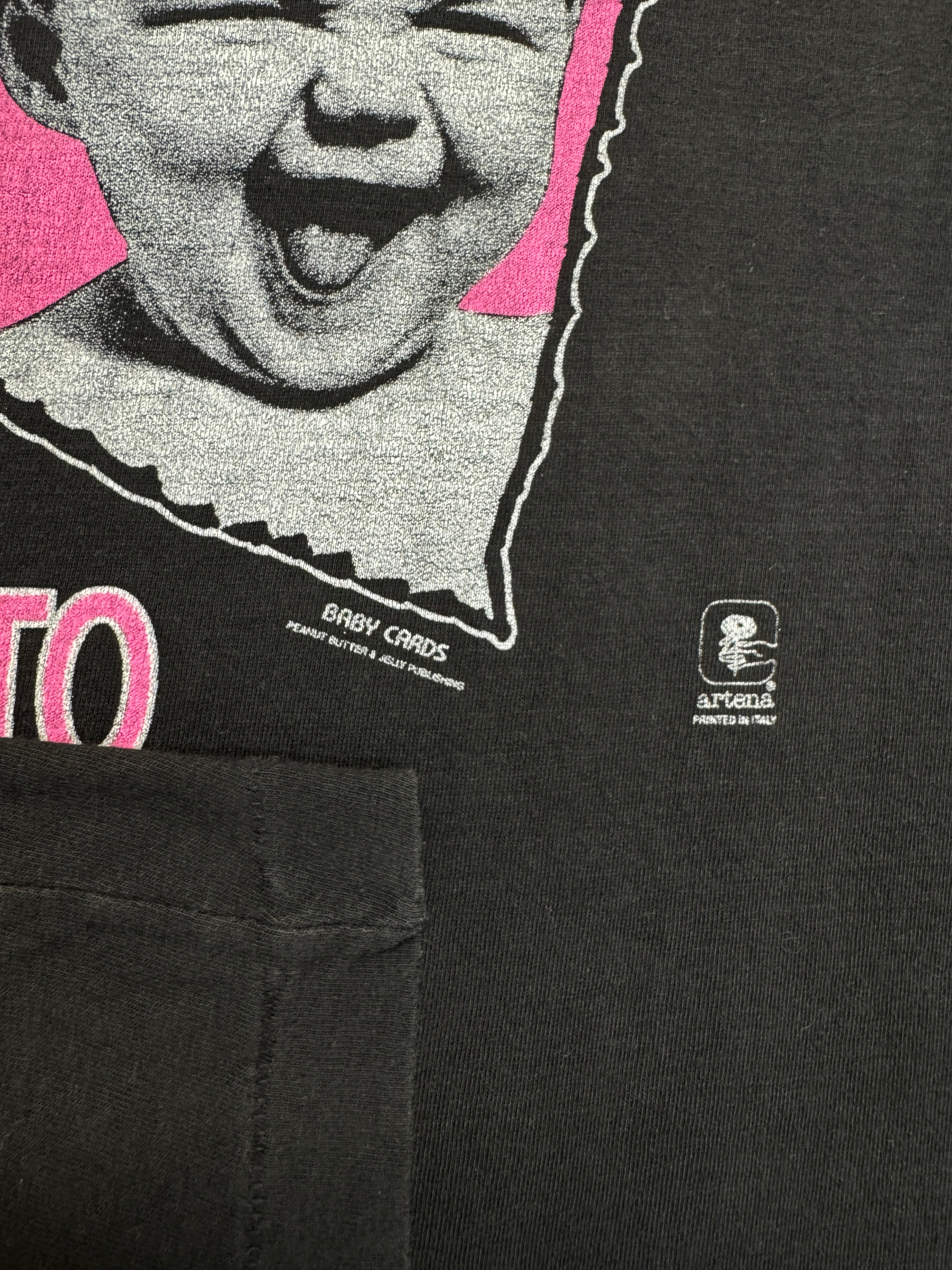 90s Shirt Baby Print „CHI MI GUARDA E’ PERDUTO“ Single Stitch Schwarz