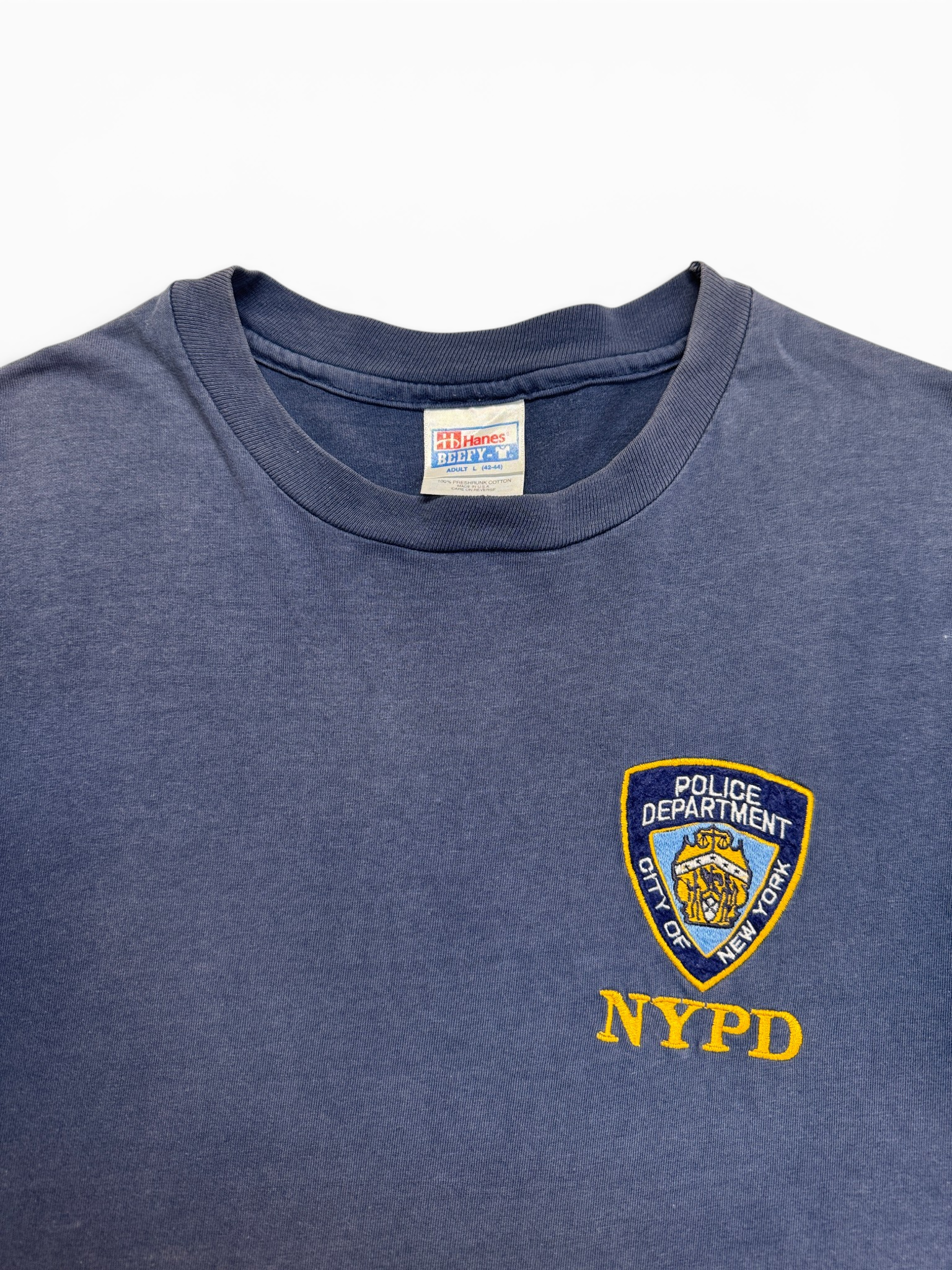 90s Faded Hanes Shirt NYPD Single Stitch Blau