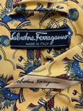 90s Salvatore Ferragamo Krawatte Golf Print Made In Italy Seide