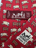 Hermes Krawatte Schafe Made In France SeideRot