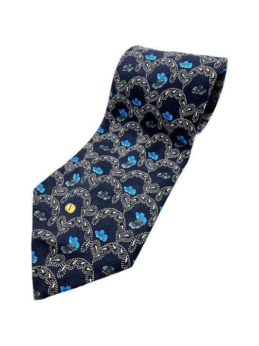 Valentino Krawatte Floral Paisley Pattern Seide Made In Italy Blau