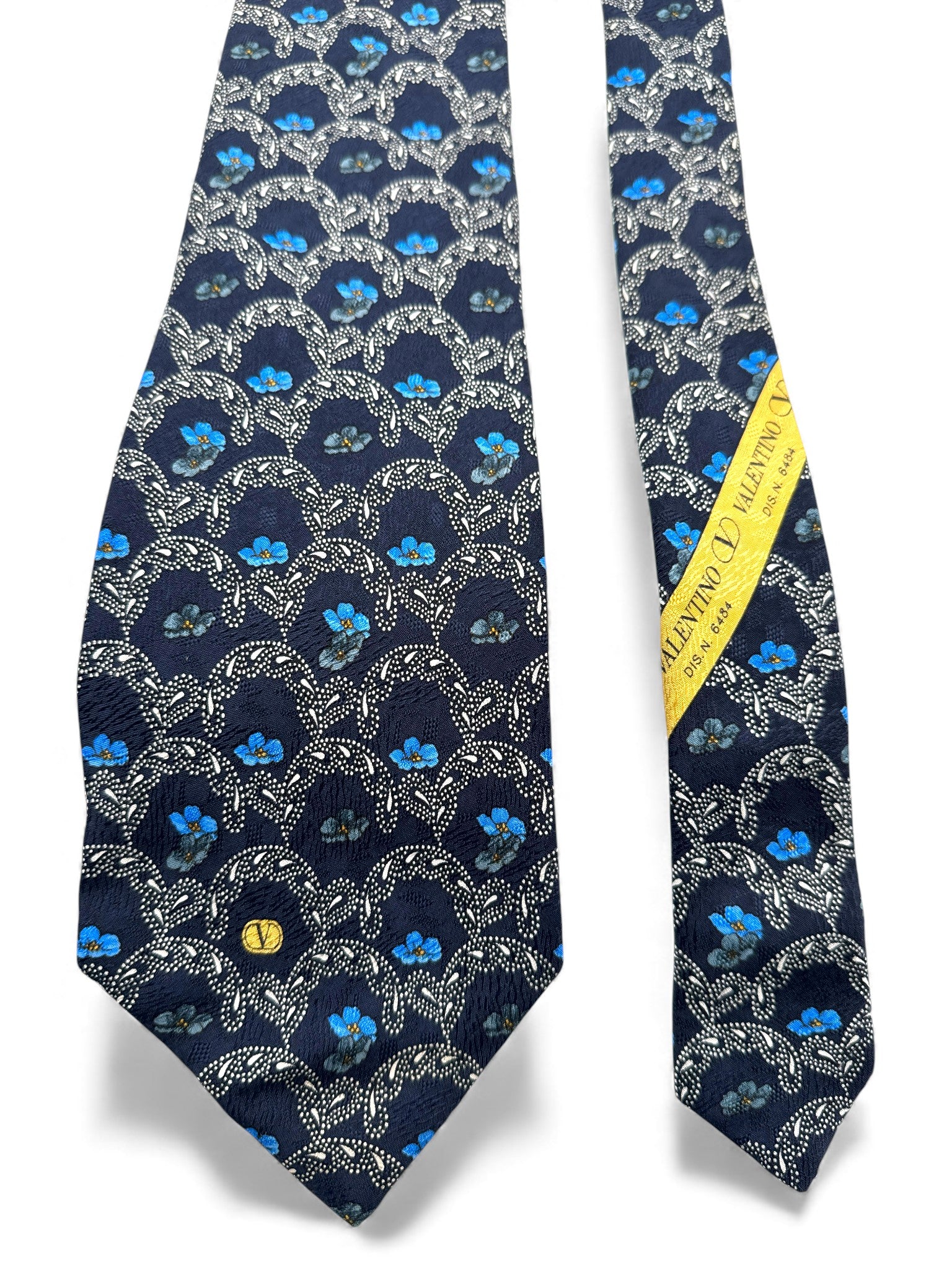 Valentino Krawatte Floral Paisley Pattern Seide Made In Italy Blau