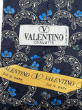 Valentino Krawatte Floral Paisley Pattern Seide Made In Italy Blau