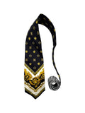 90s Gianni Versace Krawatte Medusa Pattern Seide Schwarz Gold