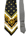 90s Gianni Versace Krawatte Medusa Pattern Seide Schwarz Gold