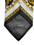 90s Gianni Versace Krawatte Medusa Pattern Seide Schwarz Gold
