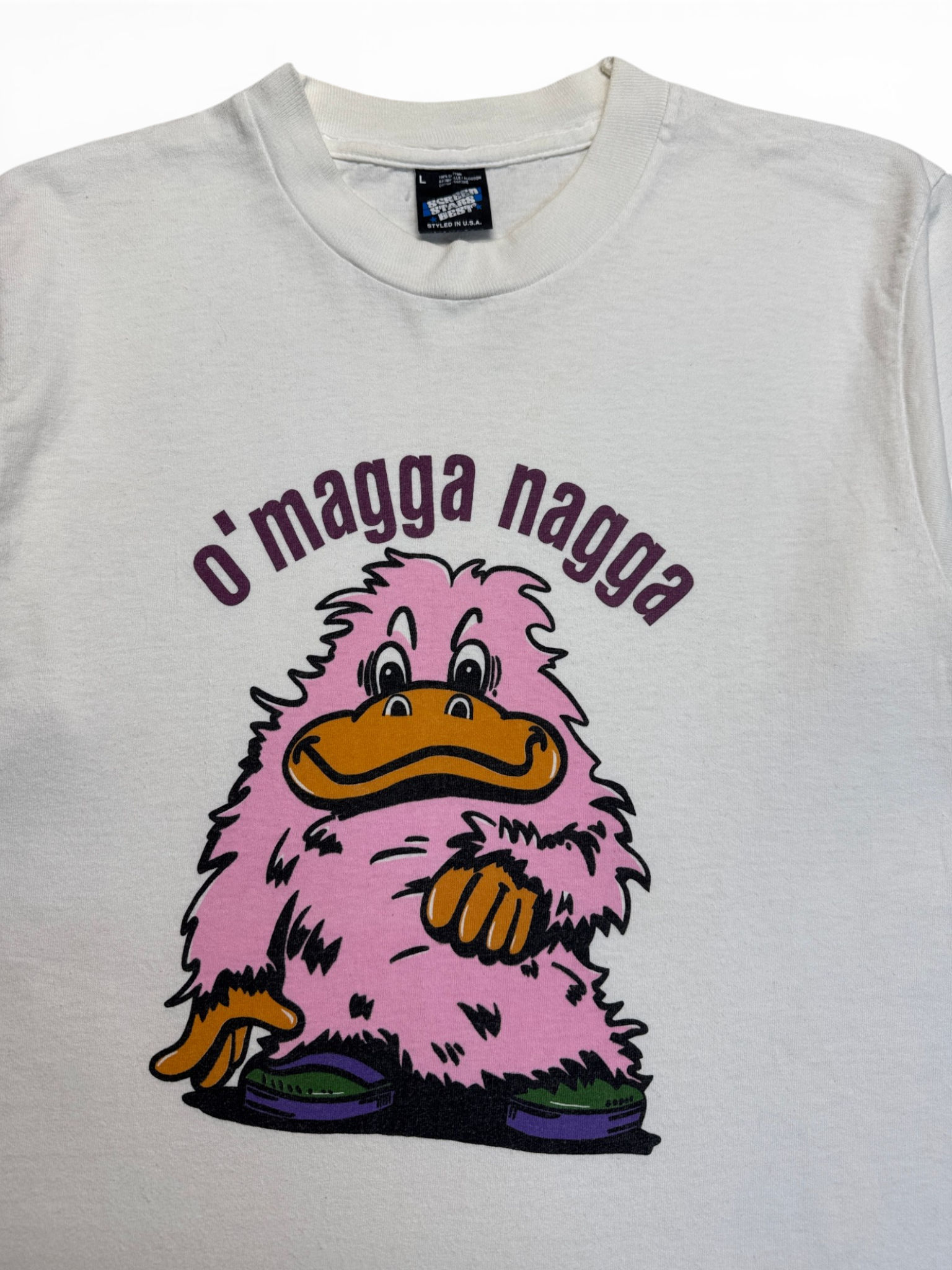 90s Screen Stars Shirt "O' magga nagga" Single Stitch Made In Ireland Weiß