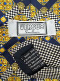 90s Versus Versace Krawatte Medusa Seide Gold Dunkelblau
