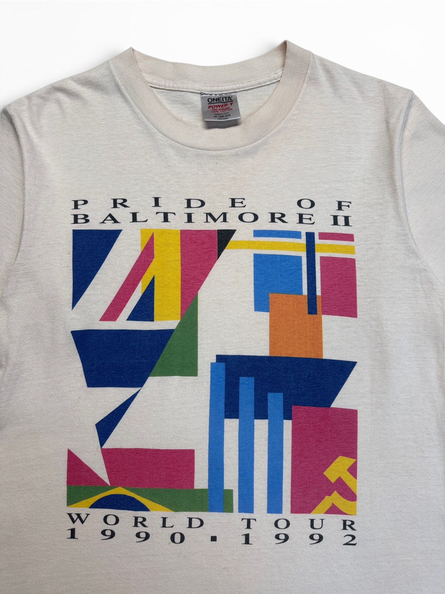 1992 Oneita Shirt "Pride Of Baltimore II World Tour" Single Stitch Made In USA Weiß