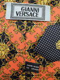 90s Gianni Versace Krawatte Medusa Made In Spain Seide Peach Gold