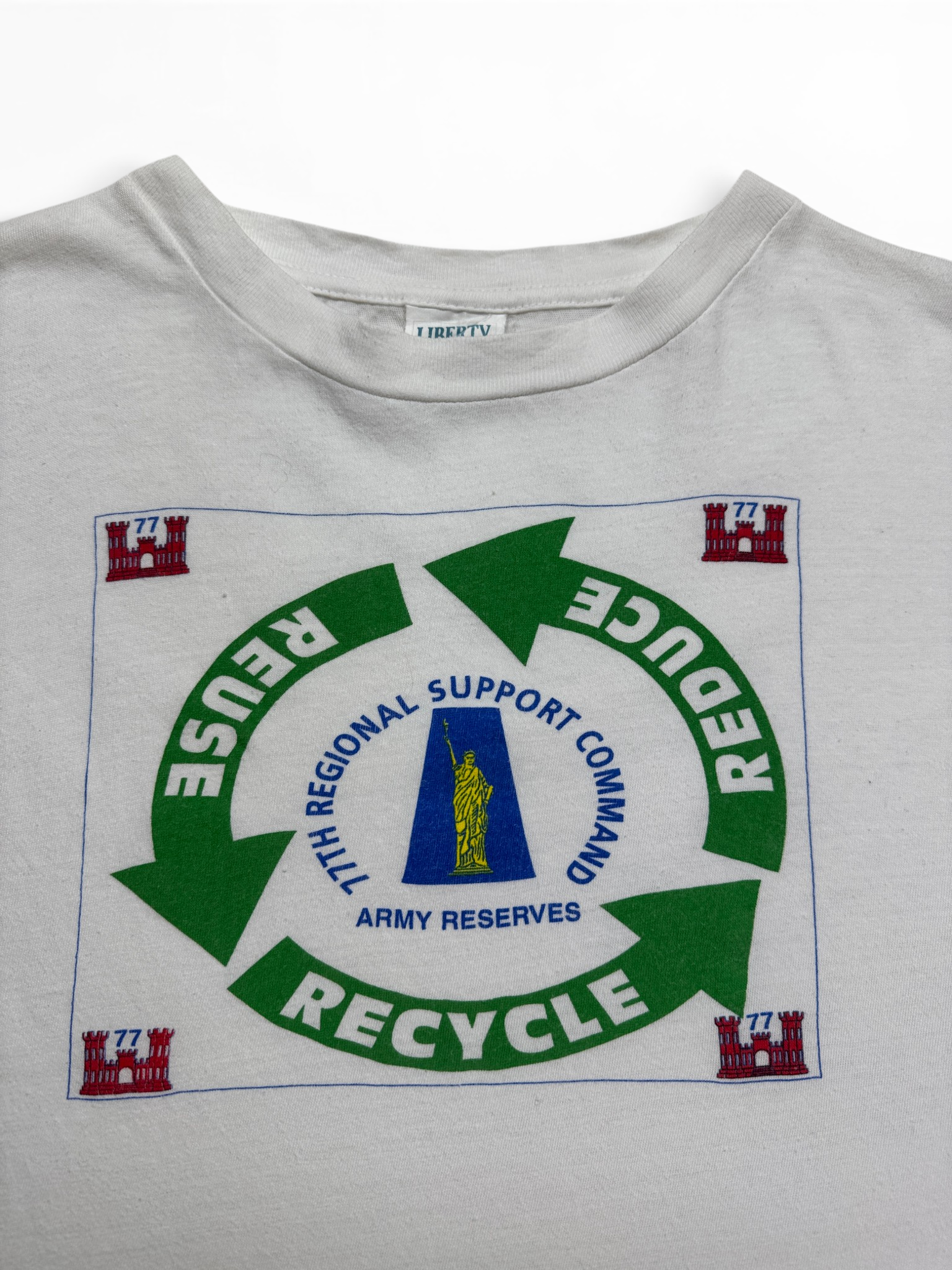 90s Shirt "Reduce, Reuse, Recycle" Single Stitch Weiß
