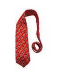 90s MCM Krawatte Interlocking Geometric Pattern Seide Made In Italy Rot