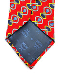 90s MCM Krawatte Interlocking Geometric Pattern Seide Made In Italy Rot