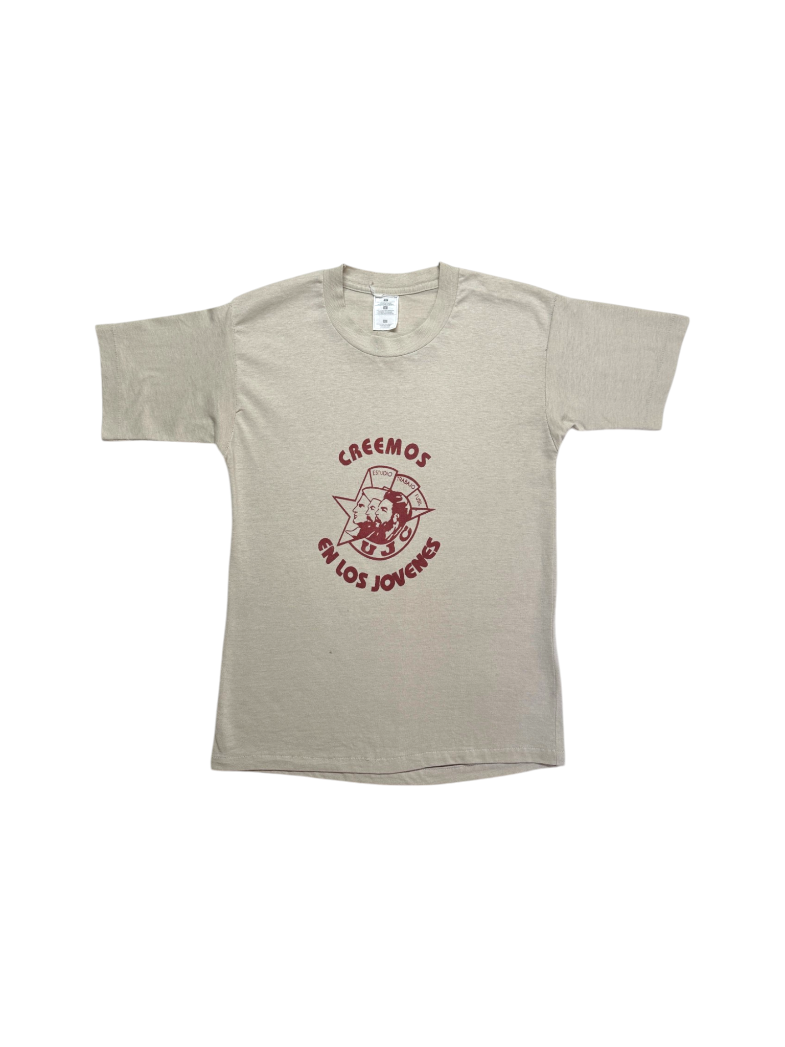 90s Fruit Of The Loom Shirt Cuba UJC Creemos En Los Jovenes Single Stitch Made In Canada Beige