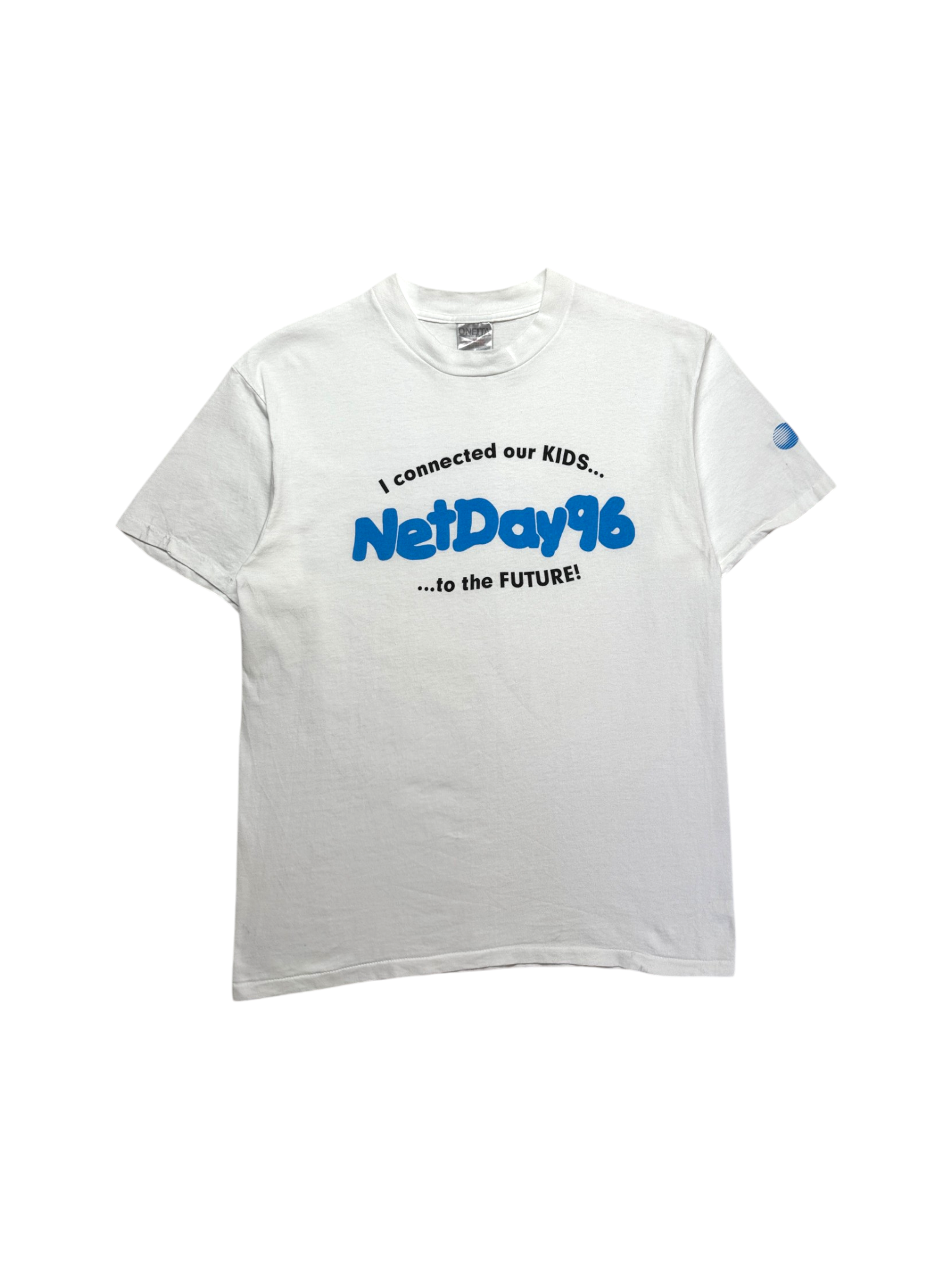 1996 Oneita Shirt NetDay96 Internet Education Single Stitch Weiß