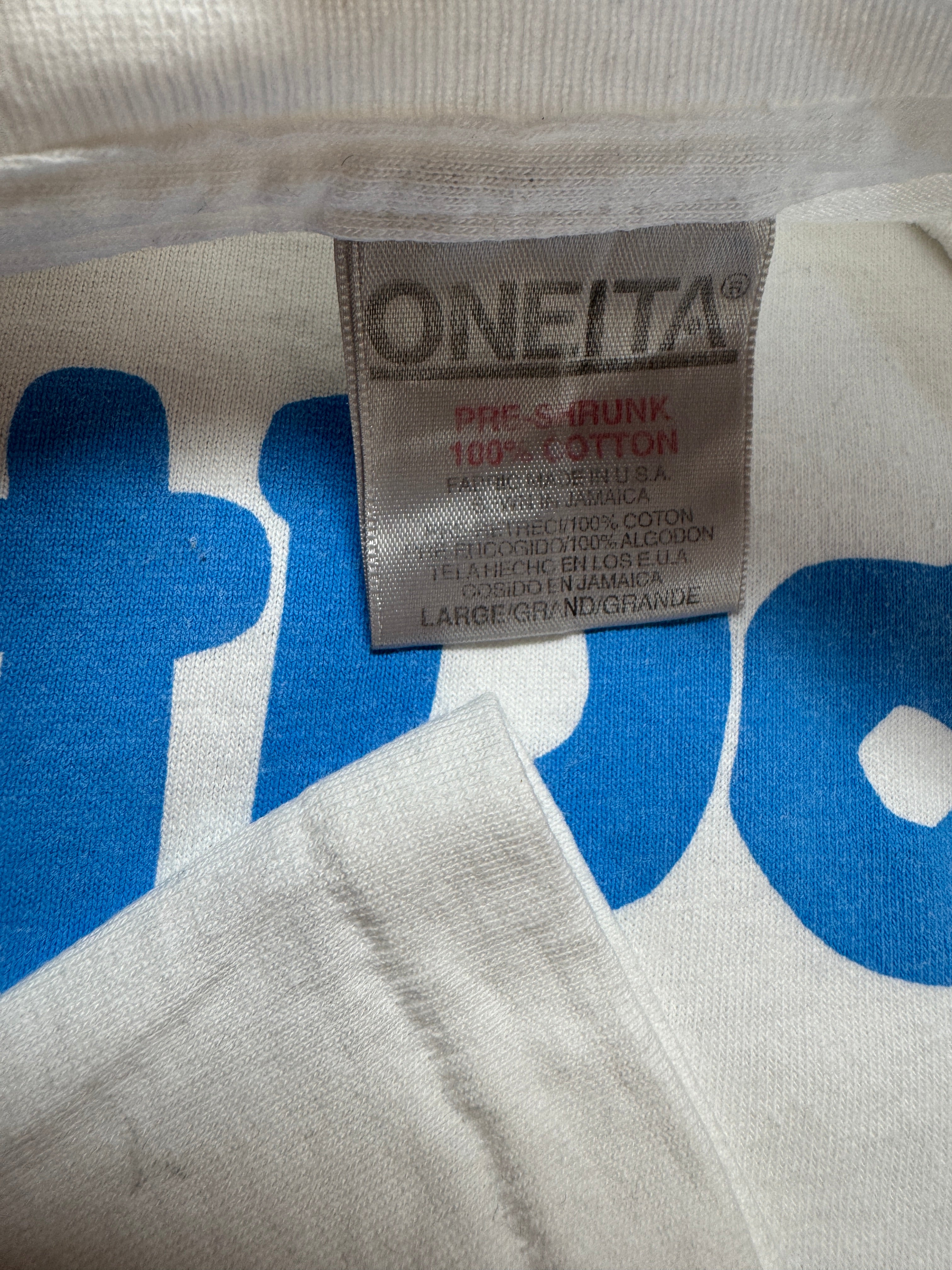 1996 Oneita Shirt NetDay96 Internet Education Single Stitch Weiß